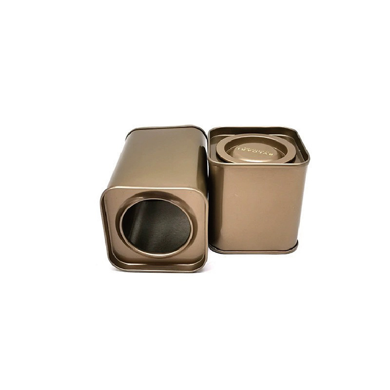 Customized design square airtight tea tin canister food grade printing packing box empty sealed round green metal tea cans