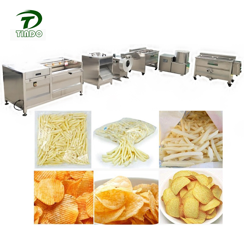 Small Potato Chips Making Machines Frozen French Fries Frying Machinery