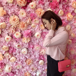 Custom Wedding Hotel Floral Wall Backdrop Decor 3D Roll Up Flowerwall Mat Artificial Silk Peony Rose Flower Wall Backdrop Panel