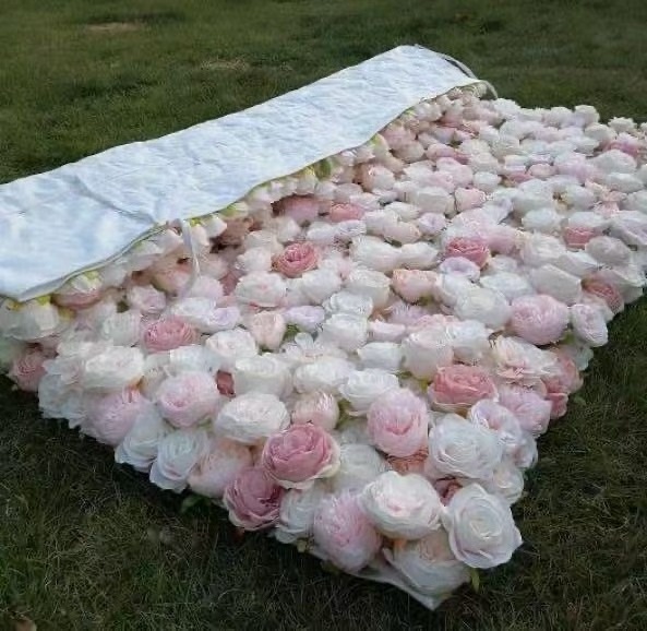 Custom Wedding Hotel Floral Wall Backdrop Decor 3D Roll Up Flowerwall Mat Artificial Silk Peony Rose Flower Wall Backdrop Panel