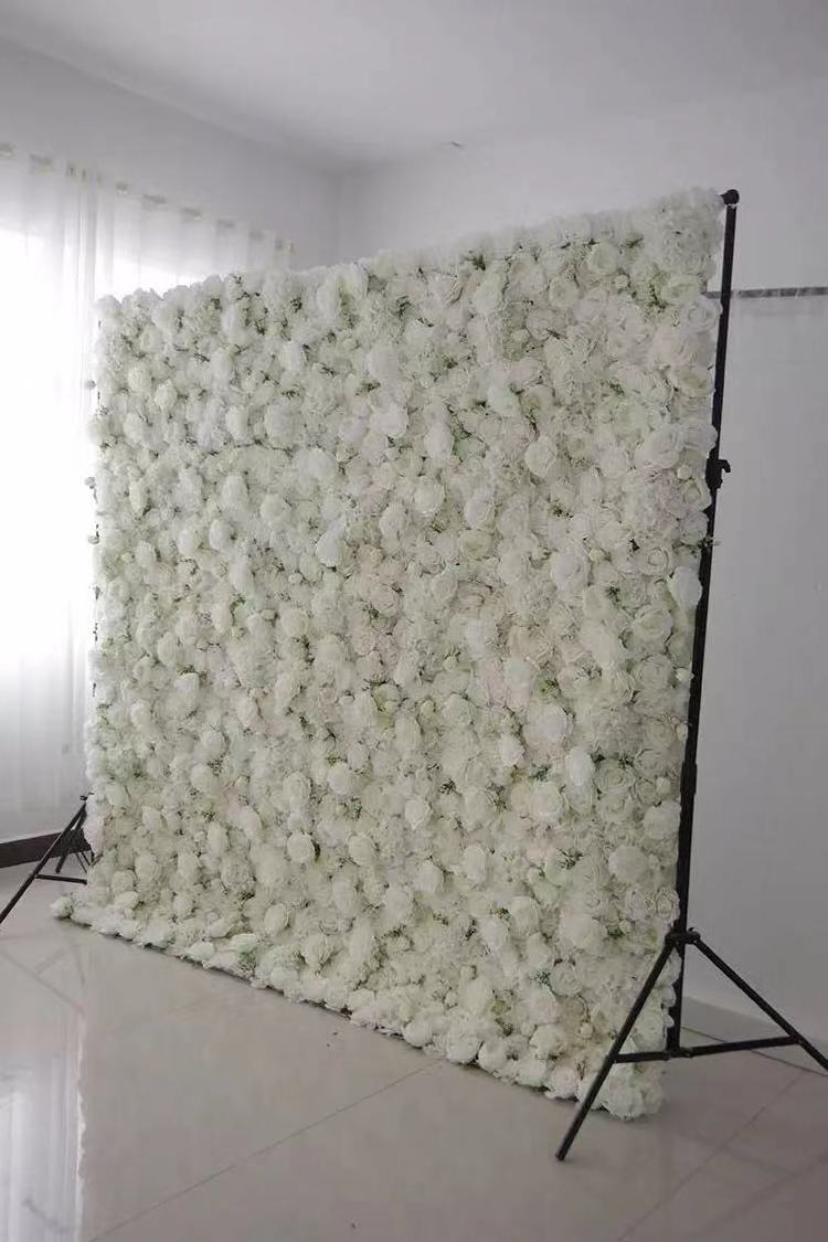 Custom Wedding Hotel Floral Wall Backdrop Decor 3D Roll Up Flowerwall Mat Artificial Silk Peony Rose Flower Wall Backdrop Panel