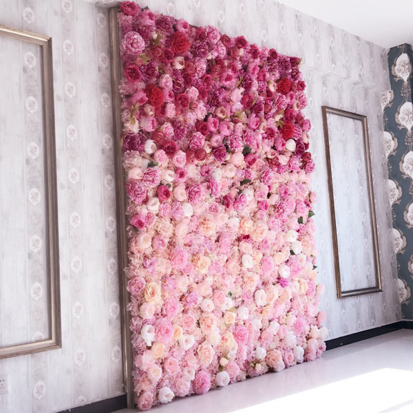 Custom Wedding Hotel Floral Wall Backdrop Decor 3D Roll Up Flowerwall Mat Artificial Silk Peony Rose Flower Wall Backdrop Panel