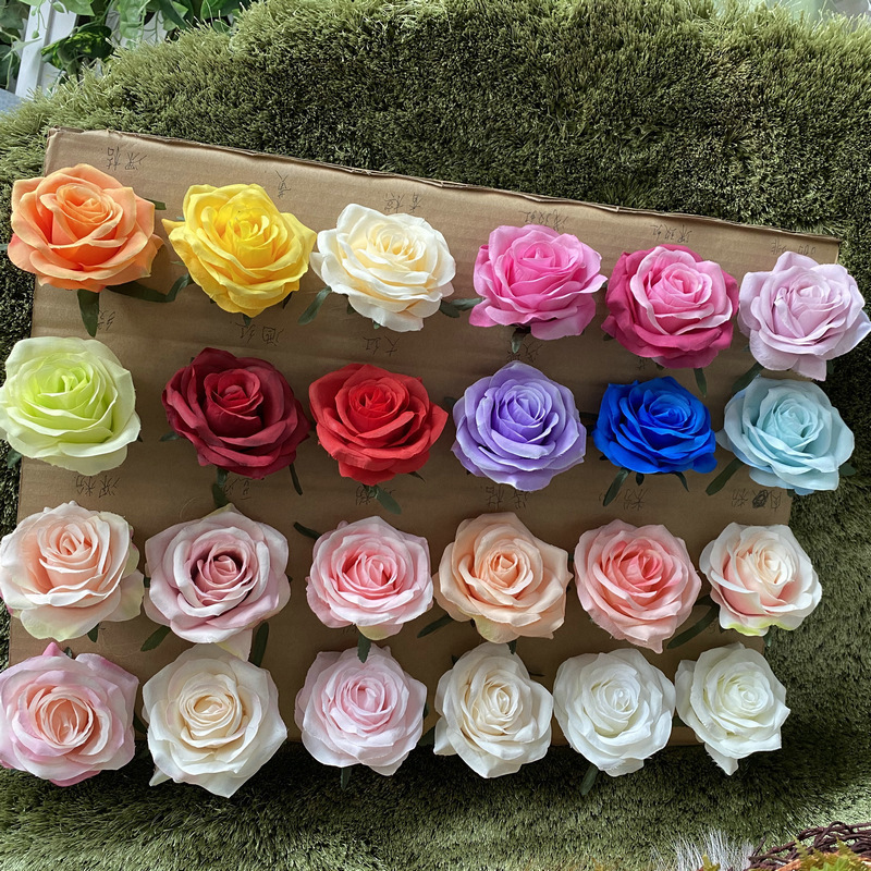 Artificial Silk Rose Head Wedding Event Flower Wall Background Decoration