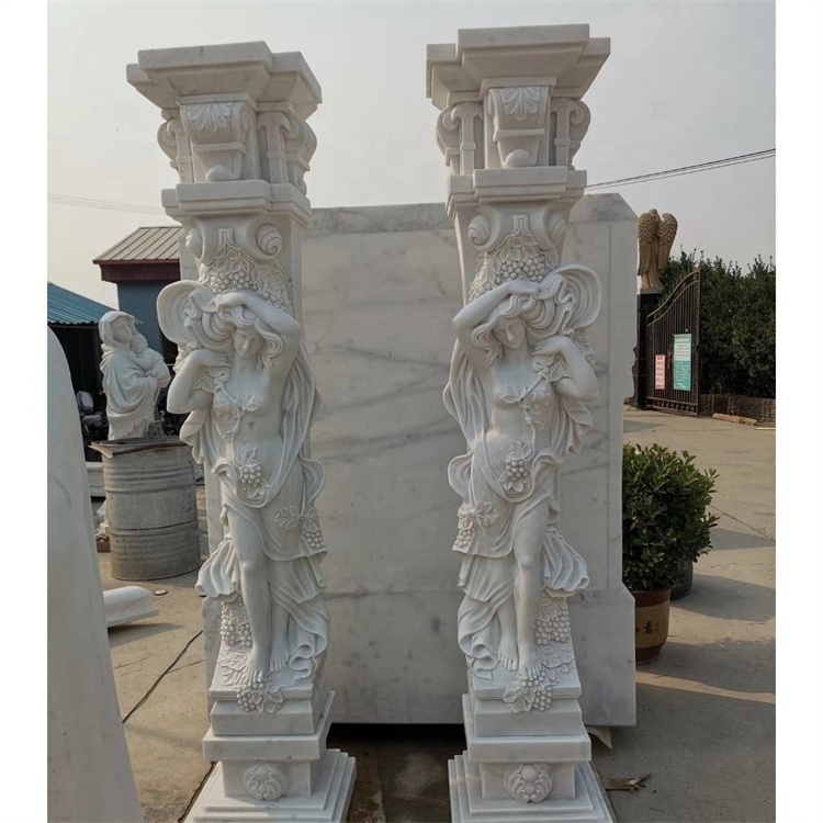 Carved marble statue outdoor pillars for garden gazebo