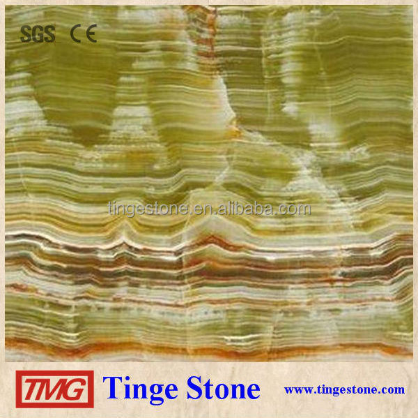 Natural Polished Bamboo Green Onyx Marble Tile For Sale