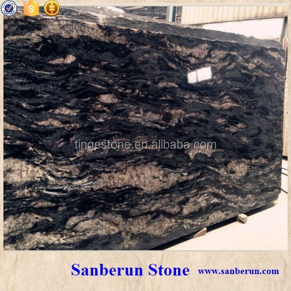 brazilian exotic granite slabs Cosmic Black For Sale