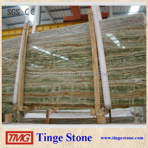 Natural Polished Bamboo Green Onyx Marble Tile For Sale