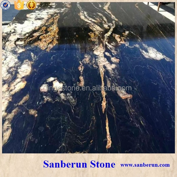 brazilian exotic granite slabs Cosmic Black For Sale