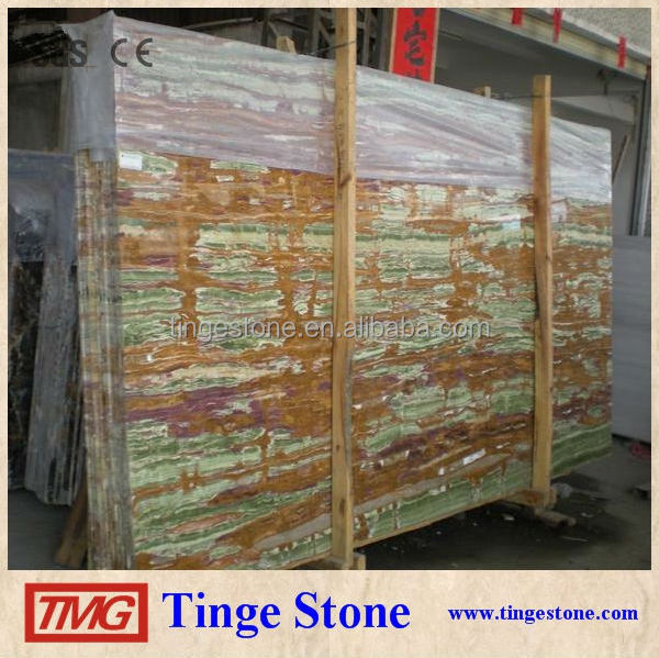 Natural Polished Bamboo Green Onyx Marble Tile For Sale