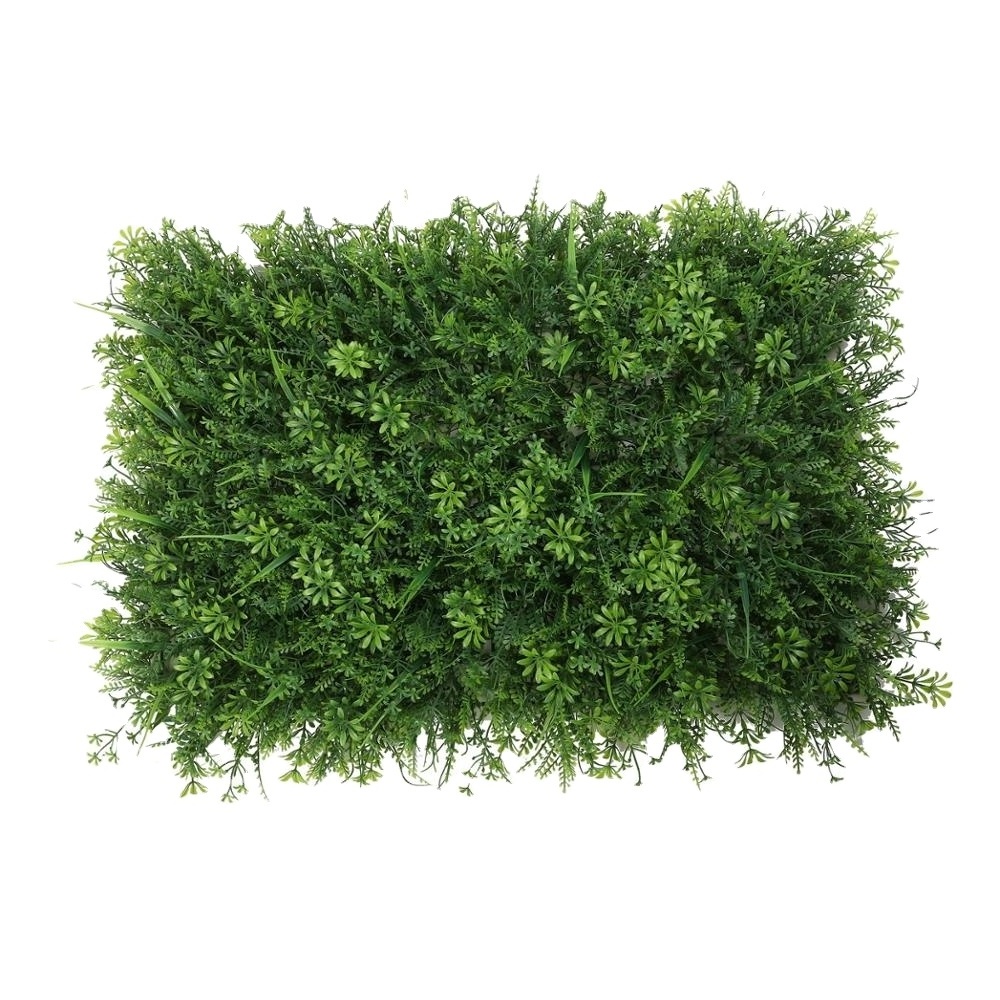 SL-5442  Indoor outdoor high quality artificial boxwood mat UV safe grass wall panels with fern grass