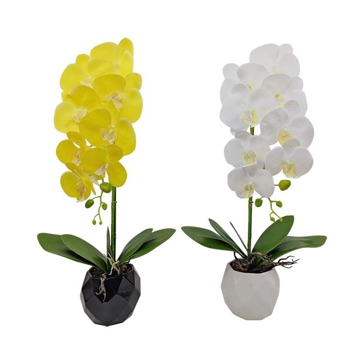 Wholesale real touch silk orchid flowers artificial white pink red butterfly orchid flower in pot