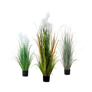 Artificial onion grass dog tail grass large plant decorative artificial green grass with white pink flower