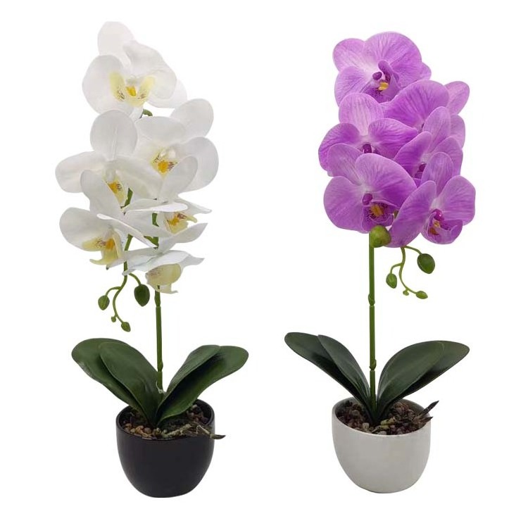 Wholesale real touch silk orchid flowers artificial white pink red butterfly orchid flower in pot