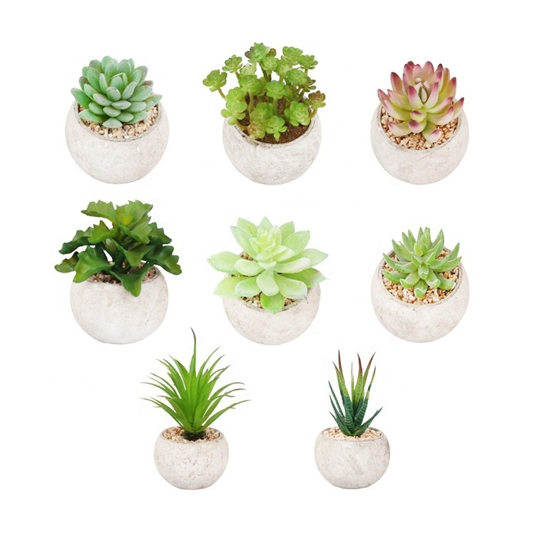 Home decorative Artificial mixed Mini succulent plant pvc pottedsucculent plant with different styles