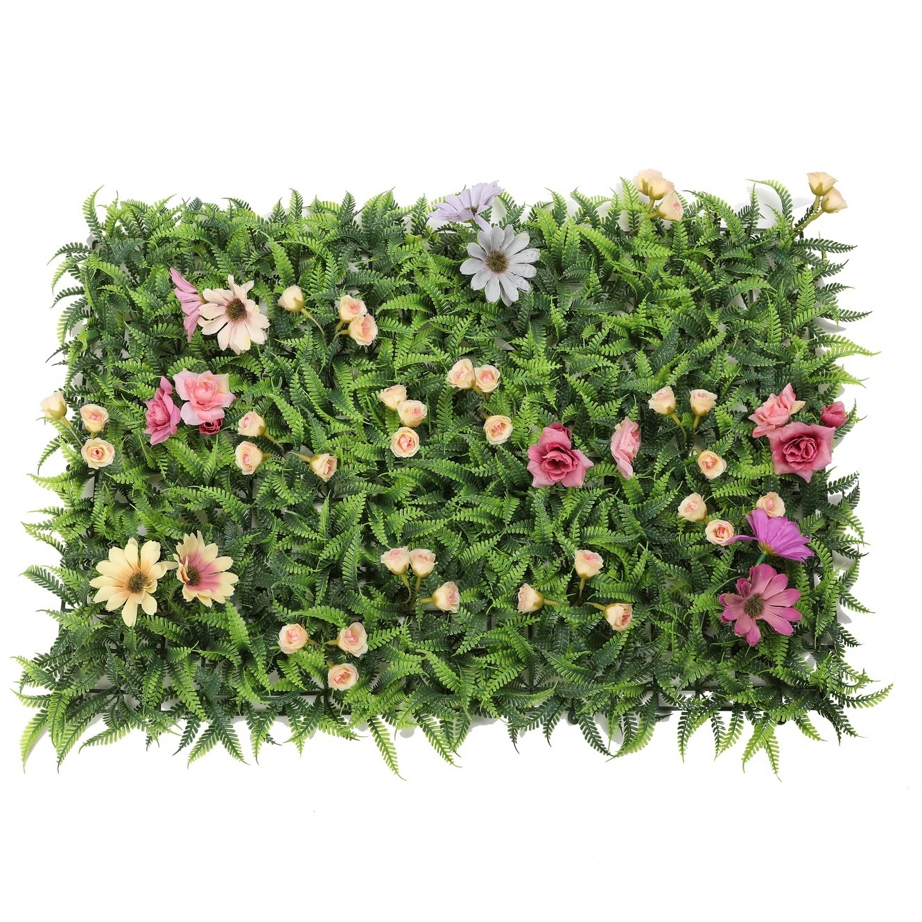 A New design Spring blossoms artificial green wall with flower for plant wall decoration