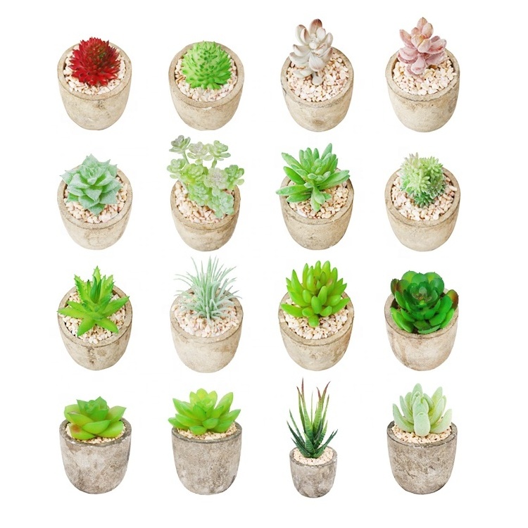 Home decorative Artificial mixed Mini succulent plant pvc pottedsucculent plant with different styles