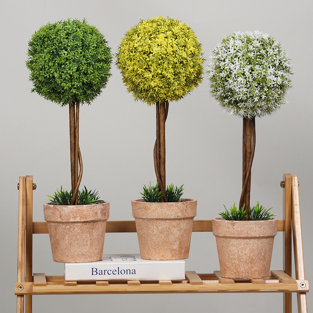 Wholesale Home Office Decor Faux Grass Ball Shaped Plant Artificial Potted Boxwood Topiary Plant Tree