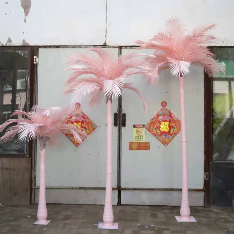 Window backdrop decoration customized large tree artificial pink palm tree large  outdoor tree