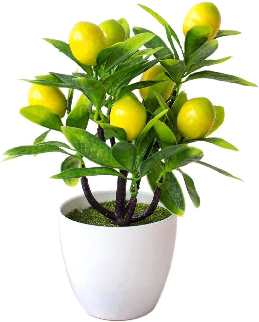 Home Garden Decor Faux Mini Potted Plastic Fruit Plant Artificial Lemon Bonsai Plant Tree