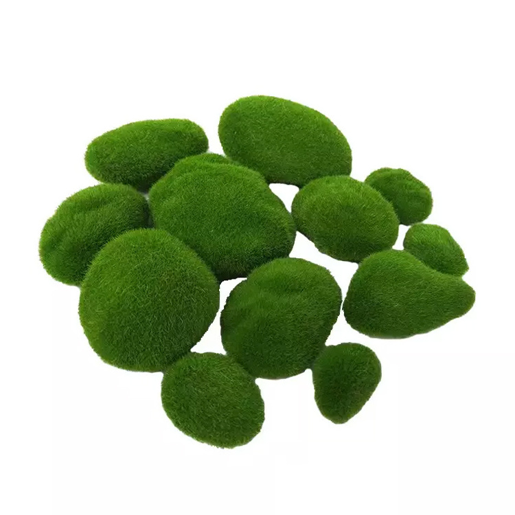 2024 Artificial Moss Stone Home Garden Decorative Green Grass Ball Artificial Moss Balls For Decor