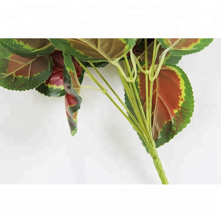 Indoor supplies tropical leaves decorations red caladium artificial plastic green perilla leaf bush greenery plant