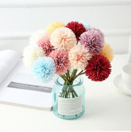 2022 Cheap Home Party Decoration Fake Ball Chrysanthemums Silk Dandelions Artificial Pompom Flowers