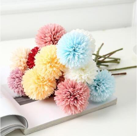 2022 Cheap Home Party Decoration Fake Ball Chrysanthemums Silk Dandelions Artificial Pompom Flowers