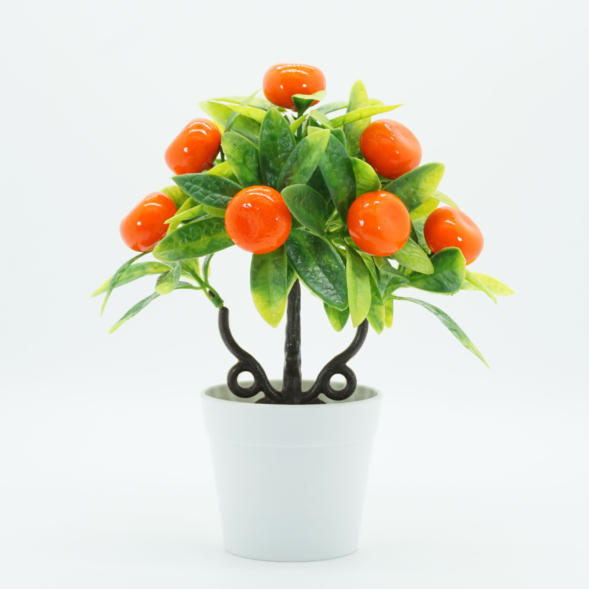 Home Garden Decor Faux Mini Potted Plastic Fruit Plant Artificial Lemon Bonsai Plant Tree