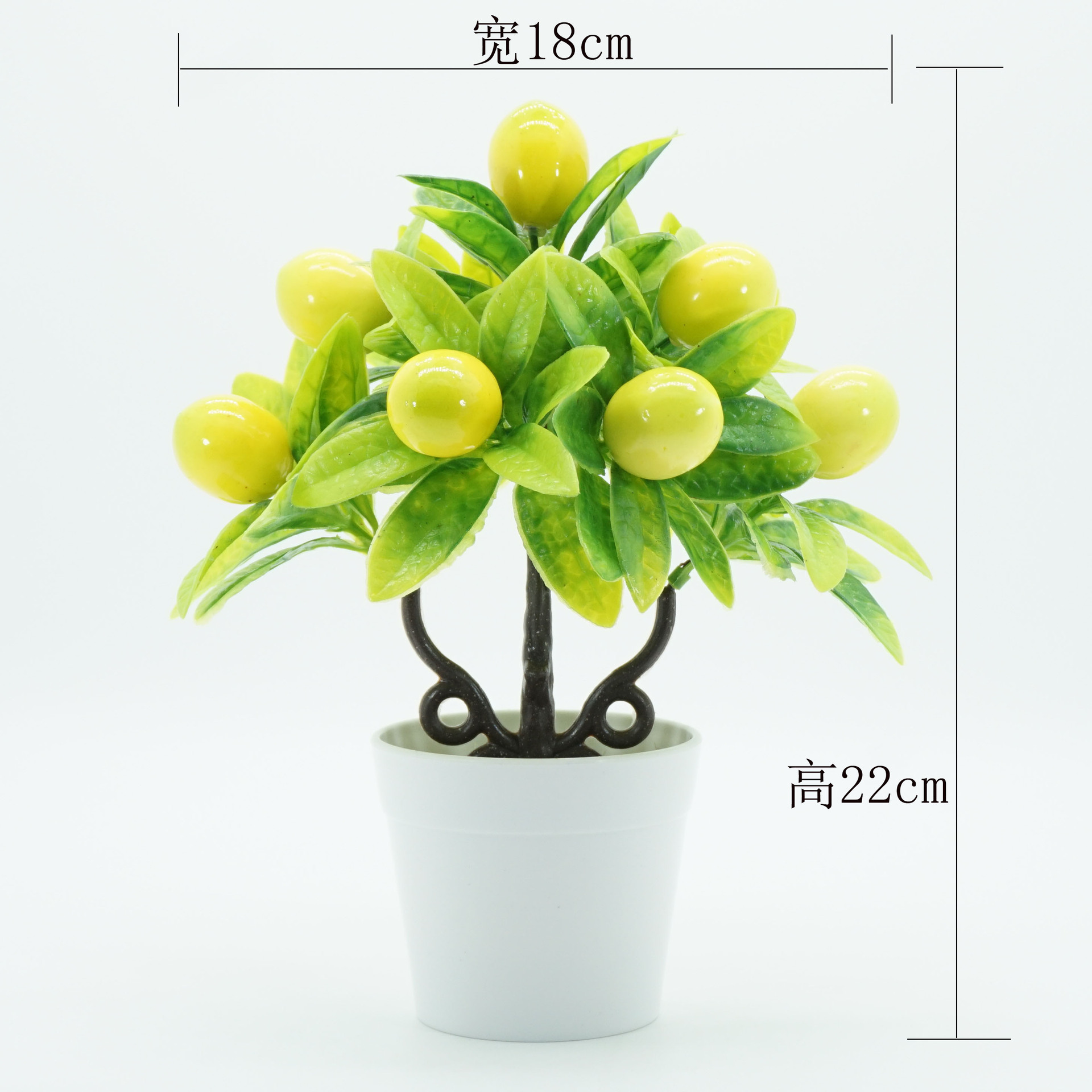 Home Garden Decor Faux Mini Potted Plastic Fruit Plant Artificial Lemon Bonsai Plant Tree