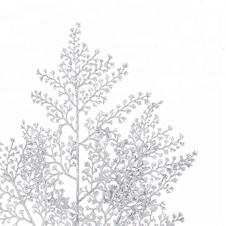 Artificial Christmas tree branches and leaves white 60 cm high leaf glitter