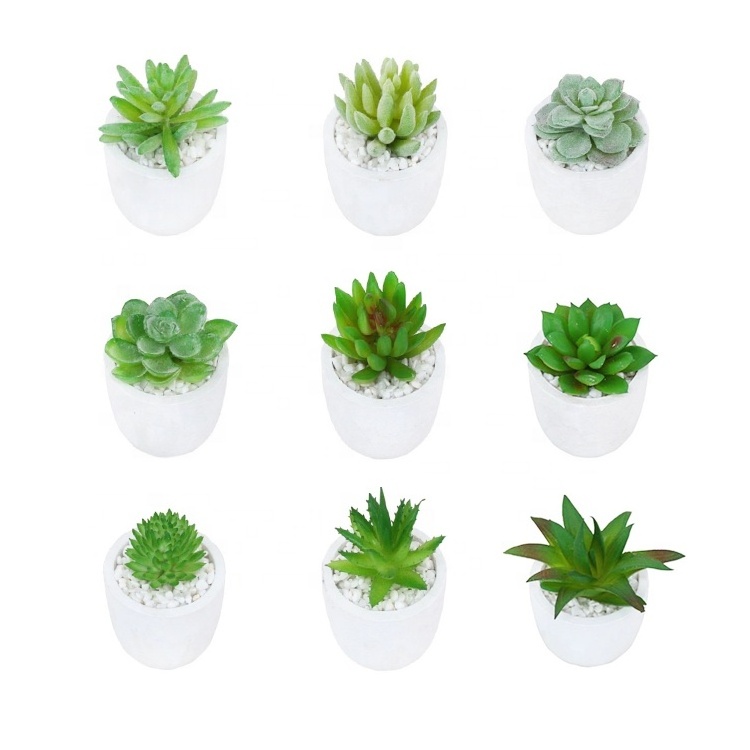 Home decorative Artificial mixed Mini succulent plant pvc pottedsucculent plant with different styles