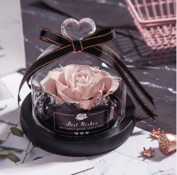 2023 Mothers Day Gifts Preserved Flowers Gift Box Forever Rose Eternal Flowers In Glass Dome