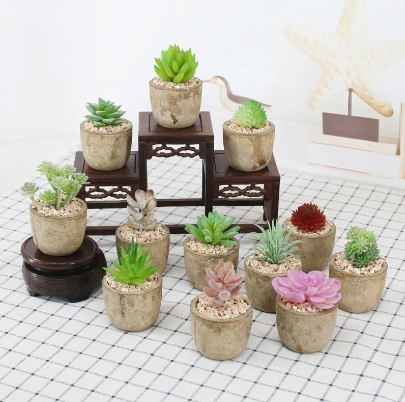 Home decorative Artificial mixed Mini succulent plant pvc pottedsucculent plant with different styles