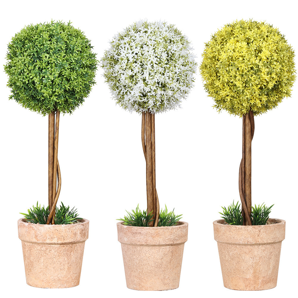 Wholesale Home Office Decor Faux Grass Ball Shaped Plant Artificial Potted Boxwood Topiary Plant Tree