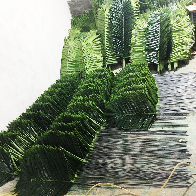 Indooe Outdoor Decor 6ft Faux Tropical Big UV Proof Plastic Palm Leaves Artificial Coconut leaf