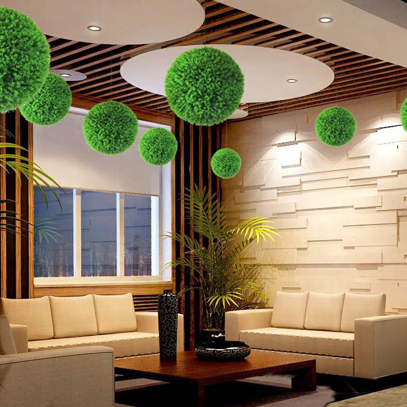 Wholesale Plastic Hanging Green Grass Ball Preserved Boxwood Topiary Artificial Luxury Boxwood Balls For Decor