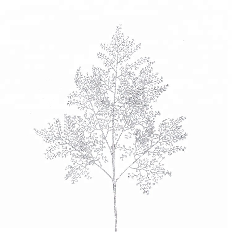 Artificial Christmas tree branches and leaves white 60 cm high leaf glitter