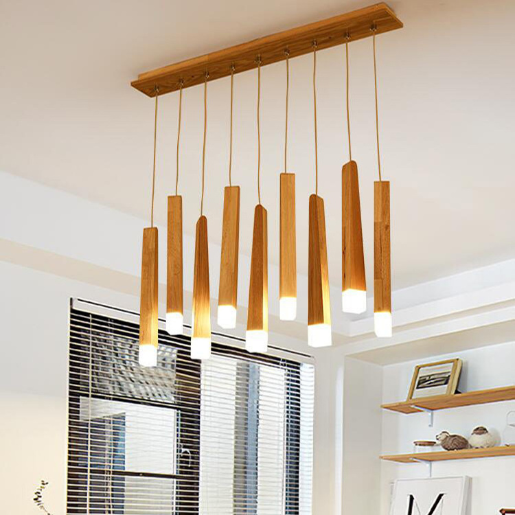 Nordic Modern Home LED Living Room Pendant Lighting Chandelier Wooden Room Hanging Lights Wood Pendant Light Chandelier