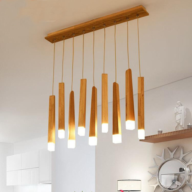 Nordic Modern Home LED Living Room Pendant Lighting Chandelier Wooden Room Hanging Lights Wood Pendant Light Chandelier