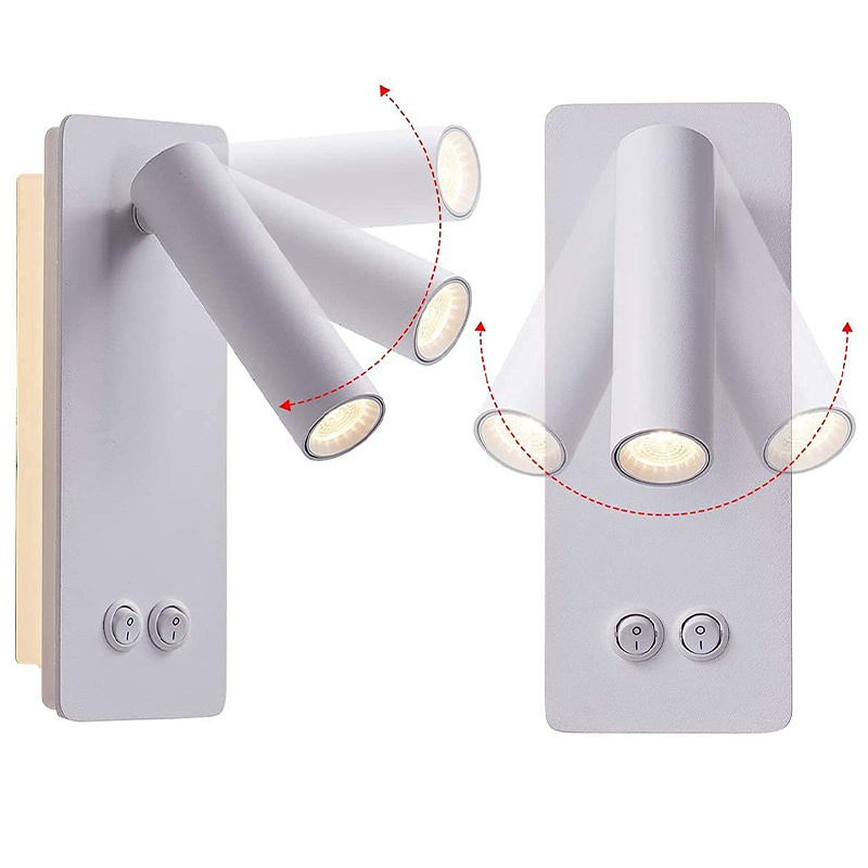 Hotel Indoor Bedroom Flexible Wall Mounted Reading Light With Plug Bedside Surface Mounted Wall Lamp