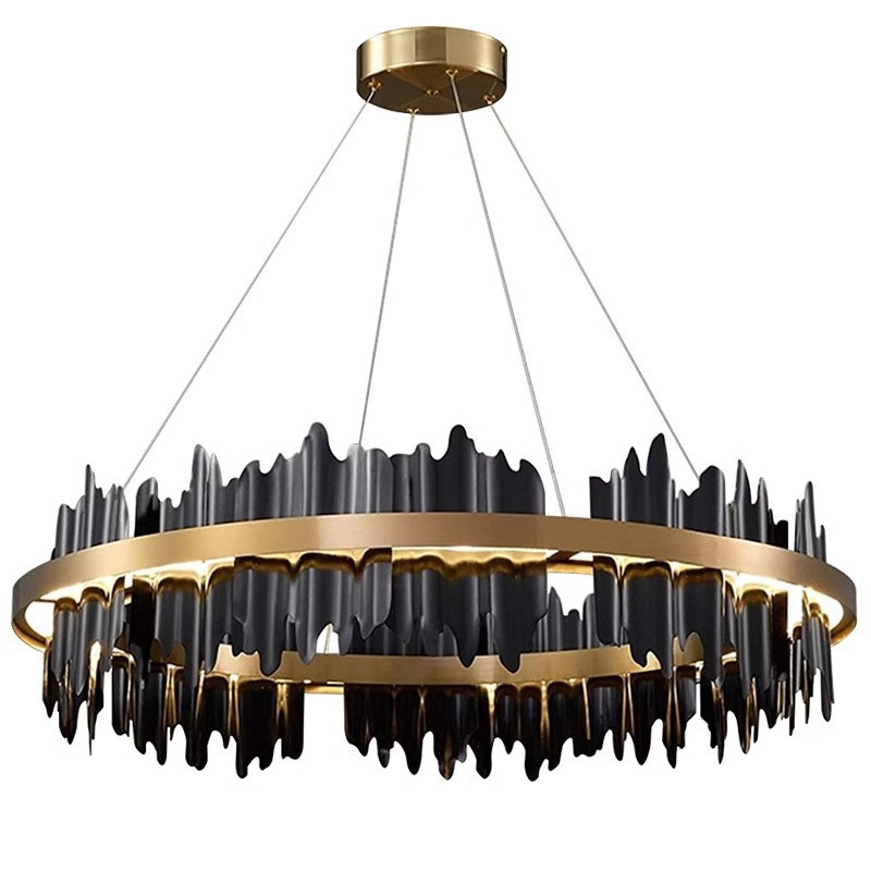 Hotels Art LED Decorative Metal Stainless Steel Remote Ring Chandeliers & Pendant Lights For Home Living Room Bedroom