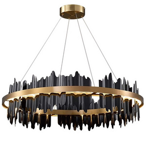 Hotels Art LED Decorative Metal Stainless Steel Remote Ring Chandeliers & Pendant Lights For Home Living Room Bedroom