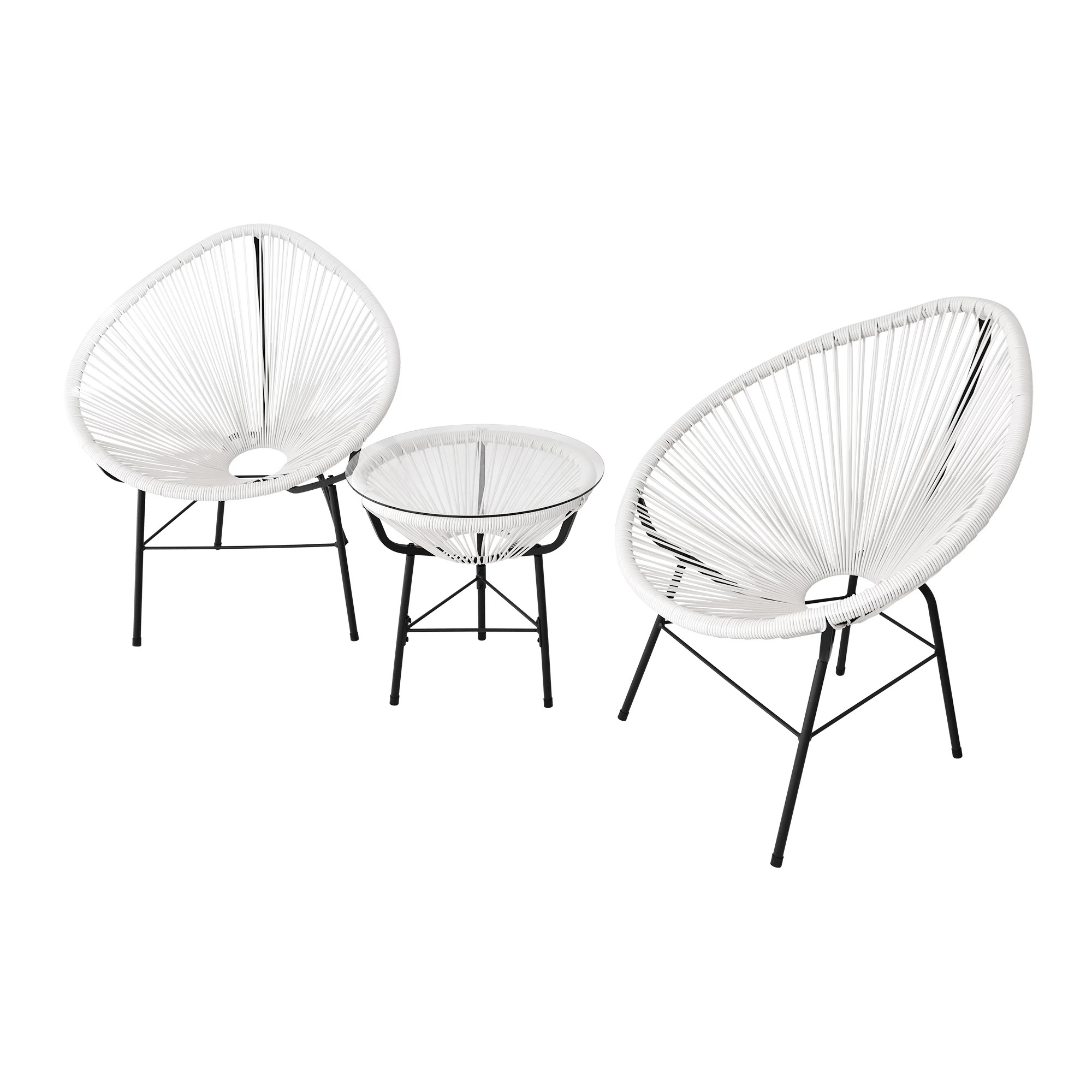 Terrace Bistro Set Outdoor Furniture Set Pe Rattan Wide Chair All Weather Oval Egg for Balcony Garden Deck Backyard