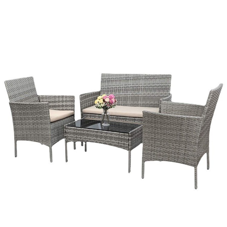 Outdoor Furniture Sets 4 Pieces Rattan Outdoor Patio Furniture  with Cushions Sofa Set Garden Furniture Sofa Set