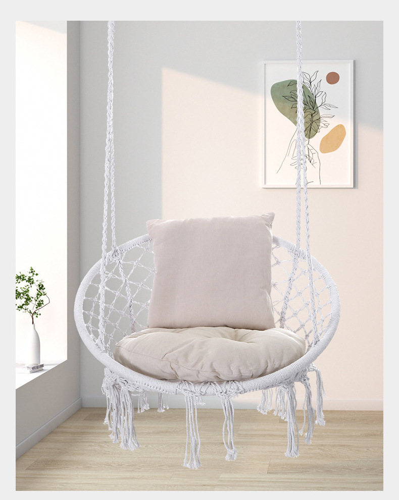 Portable Hammock Chair Hanging Chair Swing With Soft Cushion Outdoor Garden Rope Swing Chair