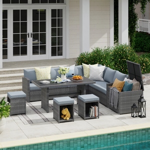 All-weather hotel restaurant PE wicker Patio Furniture Sofa Set garden dining table and chair set weave rattan furniture