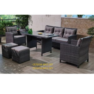 All Weather Patio Lounge Furniture 6pcs Outdoor Sectional Patio Furniture dining table and chair