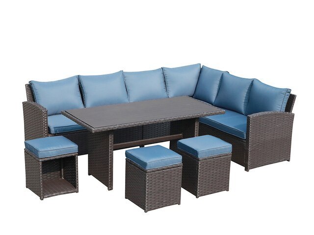 OEM/ODM Outdoor Sectional Furniture Sofa Set Rattan Garden Set Wicker Lounge Sofa Garden Sofa Set