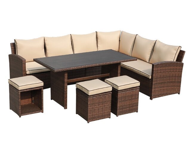 OEM/ODM Outdoor Sectional Furniture Sofa Set Rattan Garden Set Wicker Lounge Sofa Garden Sofa Set