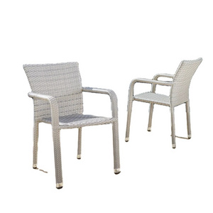 Stackable Indoor Outdoor Wicker Dining Chairs with Arms Fade Weather-Resistant Steel Frames Black Brown Rattan chair